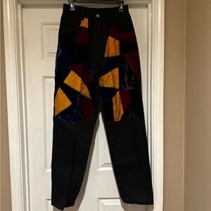 Vintage Machine Jeans Mens 31x34 Patchwork Suede Colorblock Y2K Baggy Skater 90s